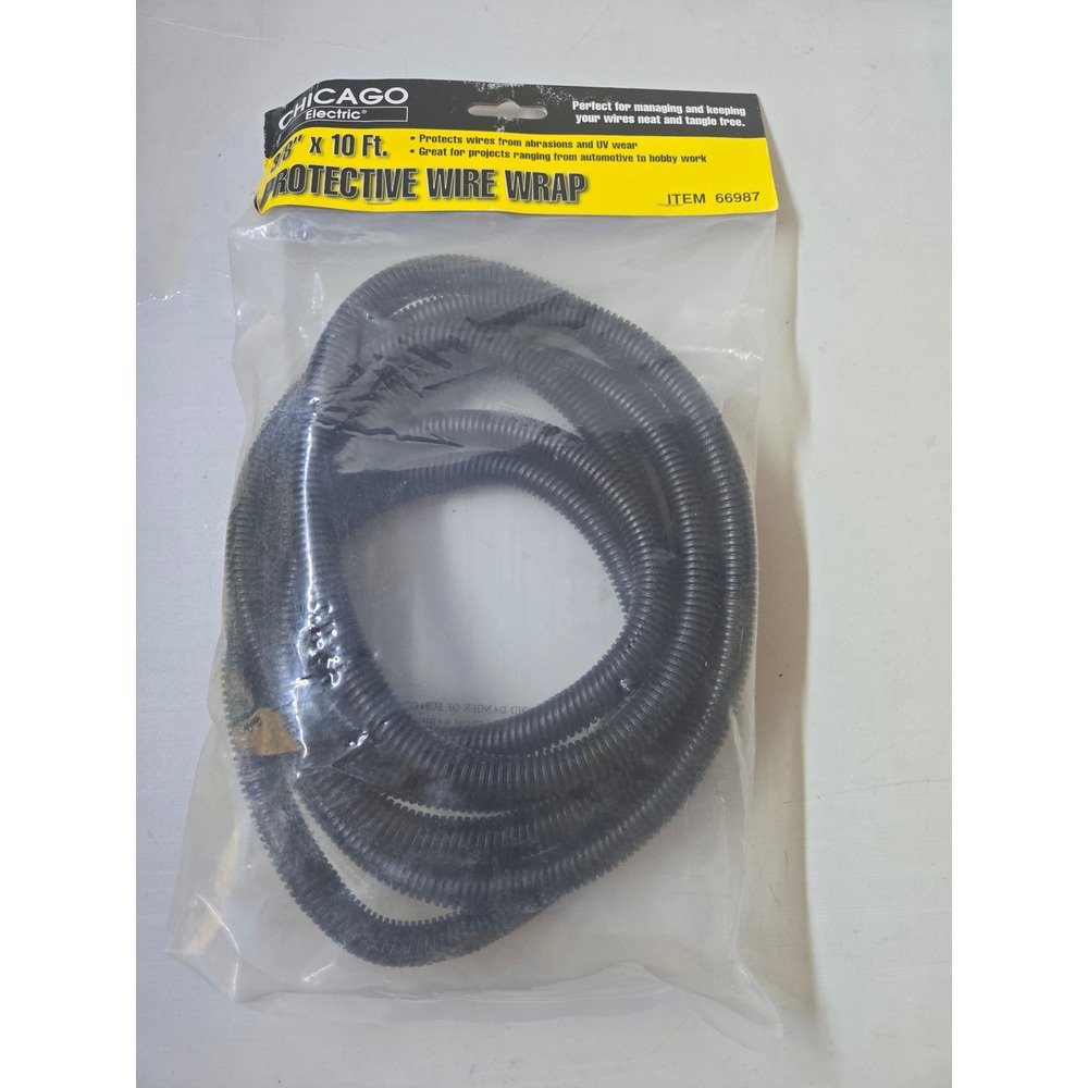 Chicago Electric 3/8 Inch X 10 Foot Protective Wire Wrap Cable Management